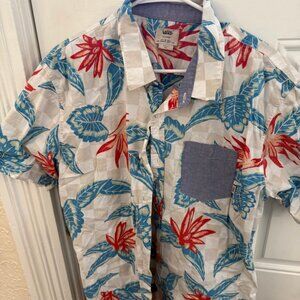 Vans Men's XL Hawaiian Floral Print Short Sleeve Button-Up Shirt